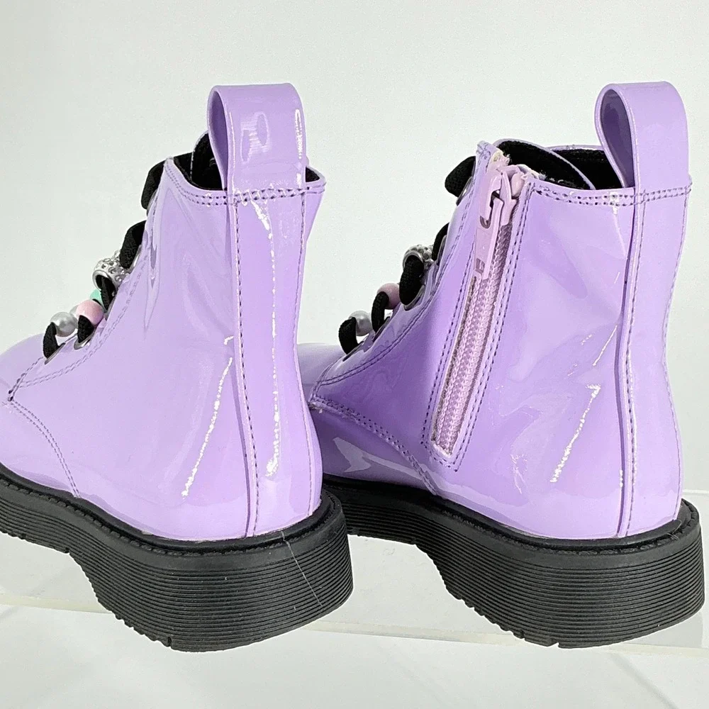 Tucker + Tate Girls Size 8‎ Purple Patent Leather Paislee Ankle Boots NEW Beaded